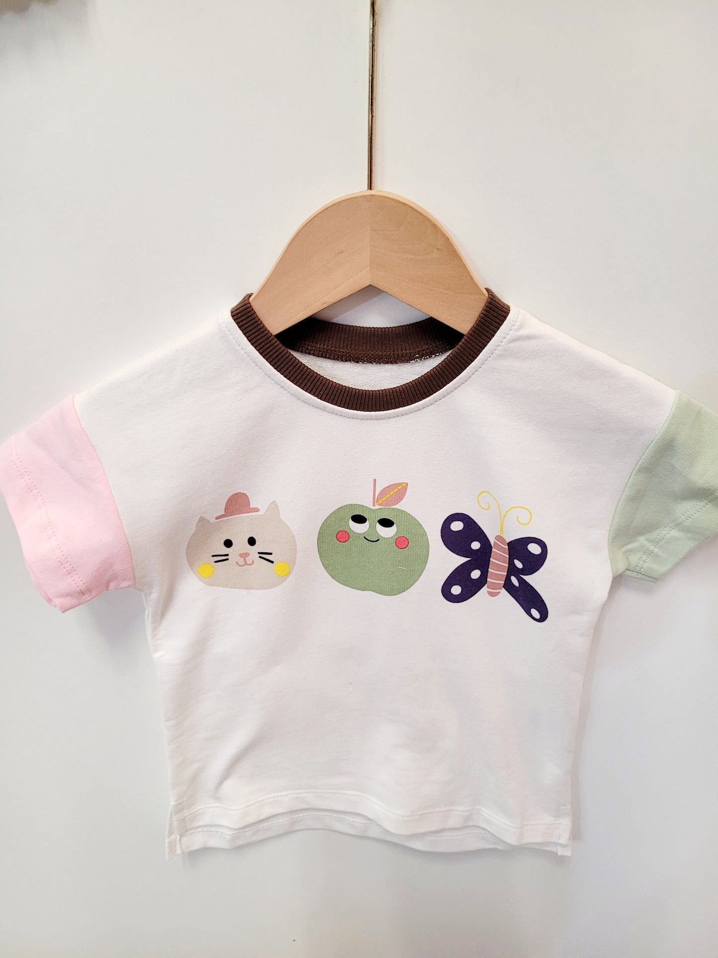 Pink, Green and white T